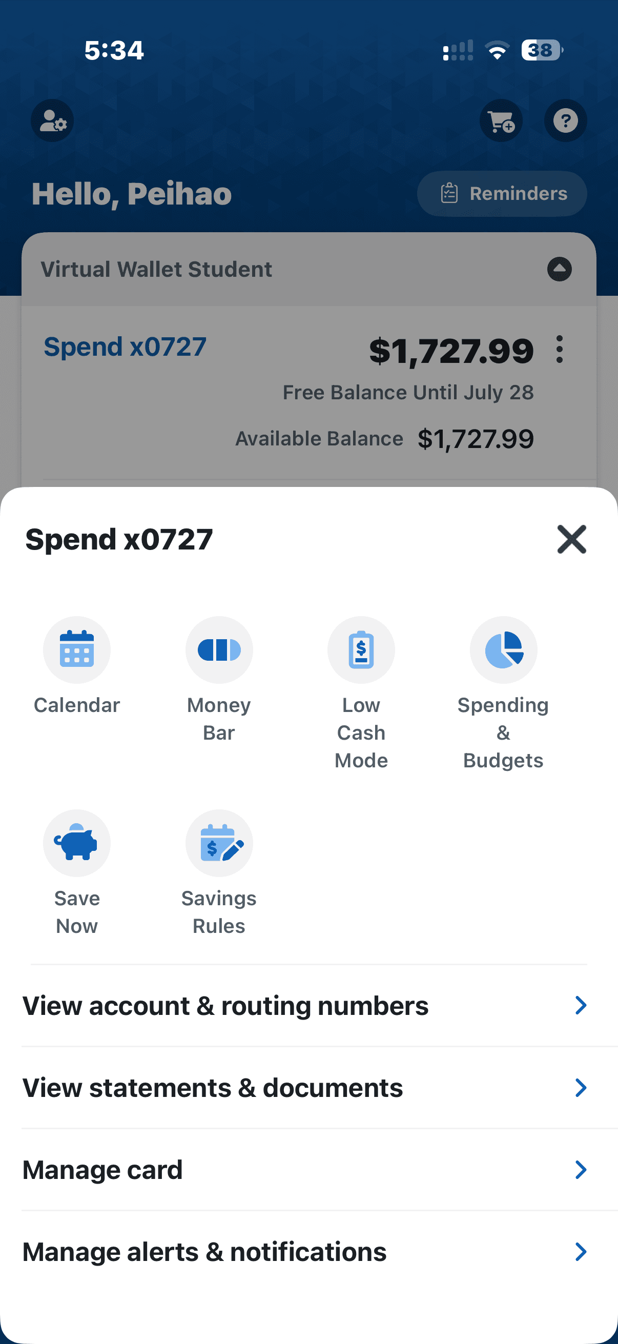 accounts Hub screen 3