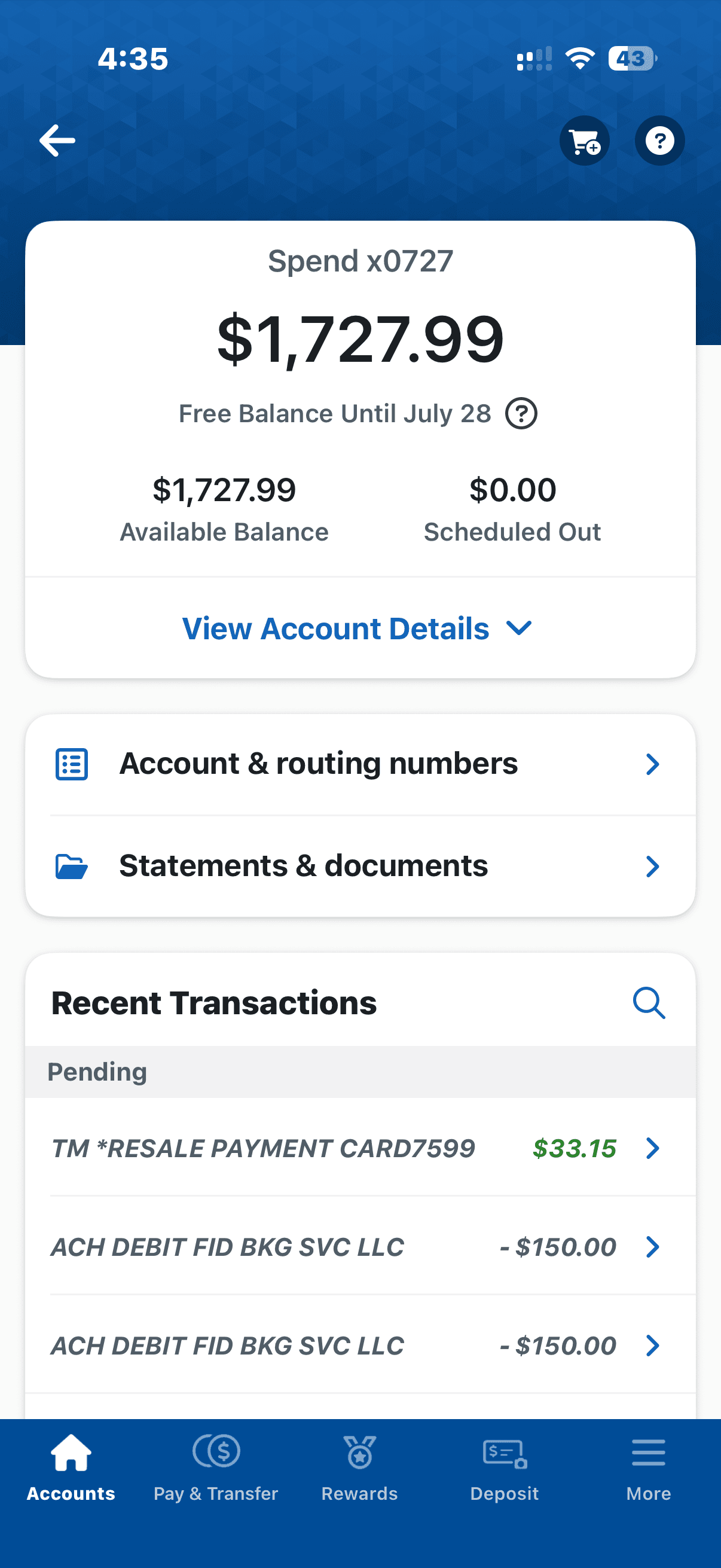 accounts Hub screen 4