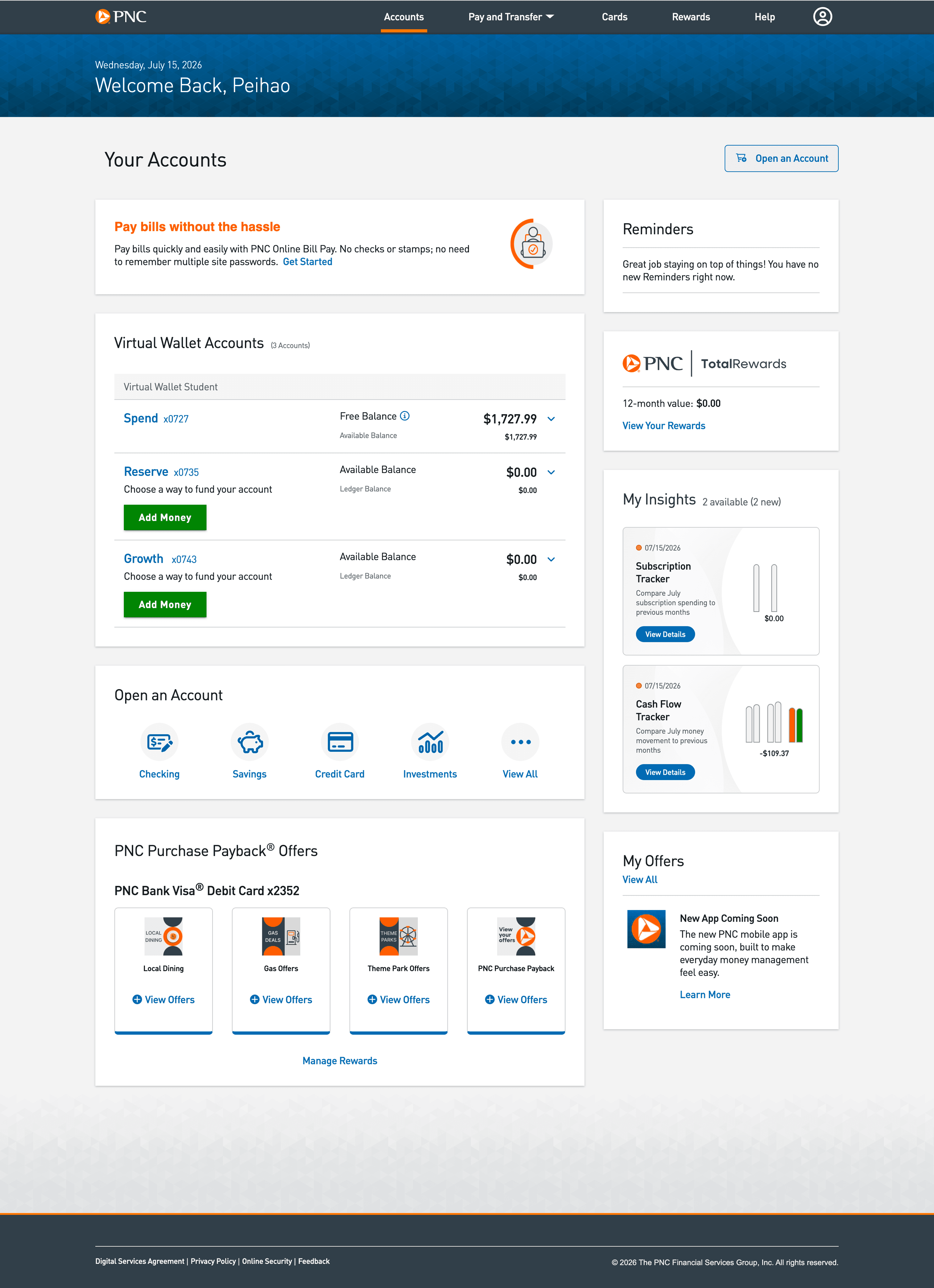 accounts Hub screen 6