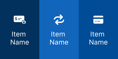 Swipe actions: deposit check, make transfer, manage card