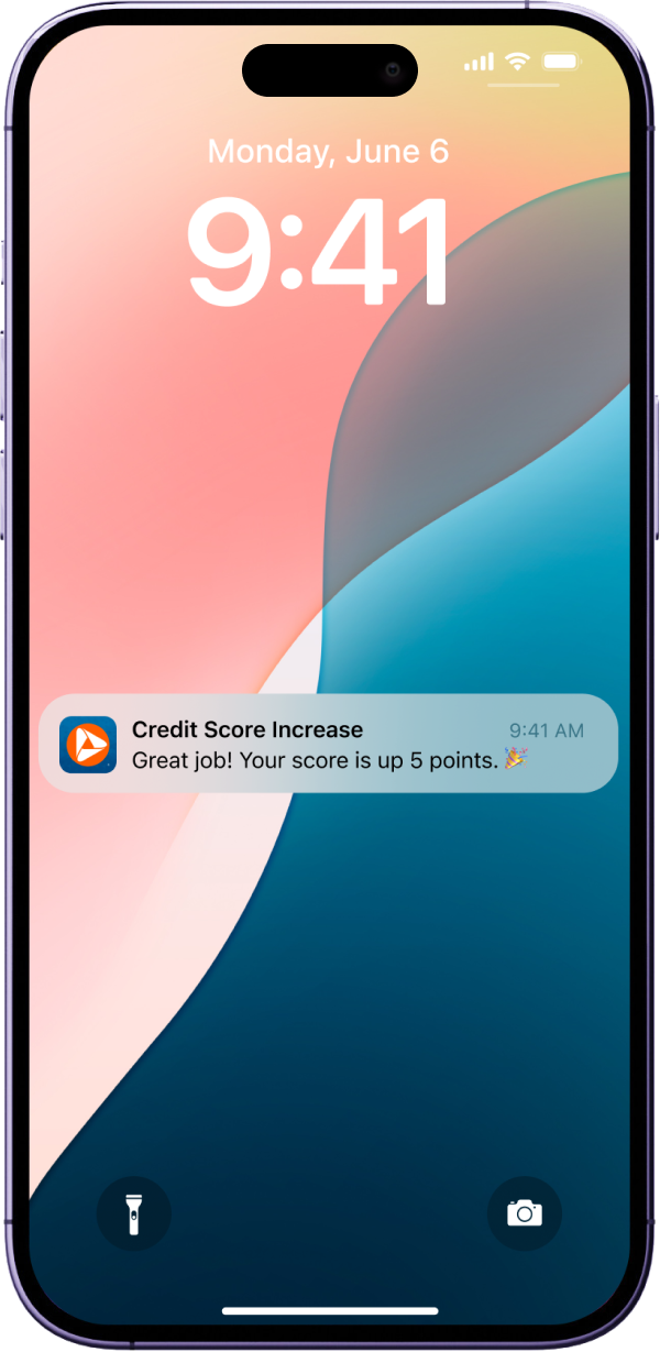 Lock screen with credit push notifications